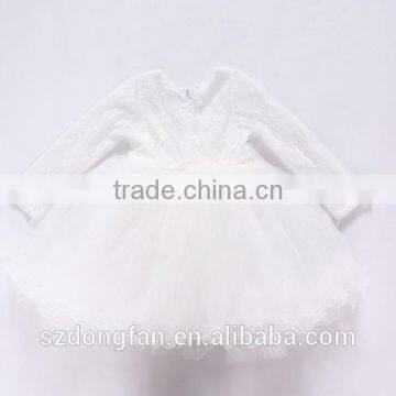 Baby Girls Fall Lace Long Sleeve White Tutu Dress photo-5