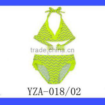 New Printed Blue Striped Nylon Separable Type Teen Girl Bikini Waterproof Swimwear Under Panties photo-6