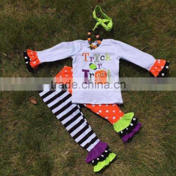 The Halloween kids girls The pumpkin print OUTFITS pant sets girls boutique clothes kids sets with matching accessory