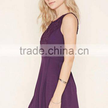 2016 China Supplier Autumn Fashion Style Sleeveless O-neck Ruffle 100%Cotton Ladies Nice Embroidered Dresses photo-2