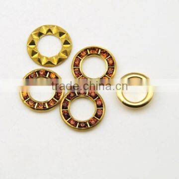 3 Colors 17mm Round Metal Brass Rhinestone Eyelets Crystal Diamond Grommets Glass Eyelets RE-17mm-002 photo-3