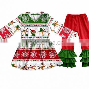 Newest Girls Christmas Suits Including White Santa Top And Skirted Leggings Casual Children Clothes Cotton Girl Clothing Sets