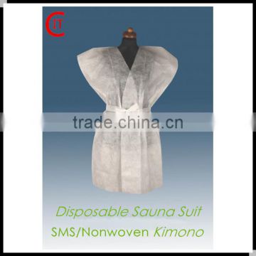 Disposable hygiene hotel kimono bathrobe PP/SMS sauna cloth