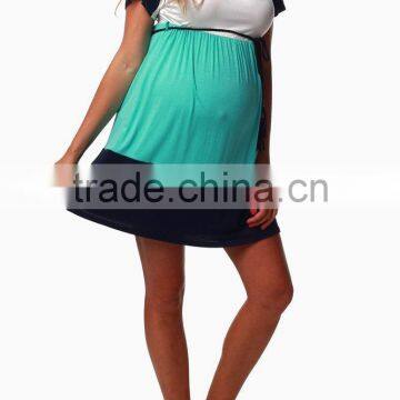 Belted Maternity Color Block Dress XYD2845 photo-2