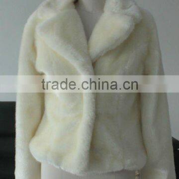 bride white wedding faux fur jacket