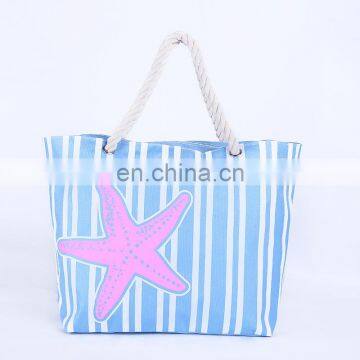 Stripe Printed Canvas Handbag, Single Shoulder Handbag