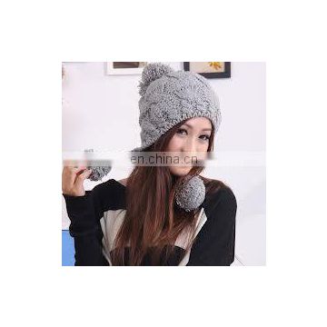 Girl's winter warm knitted hat custom new fashion earflap knitted hat