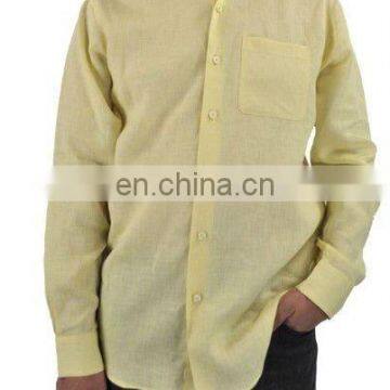 linen blouse with long sleeves in pink yellow color