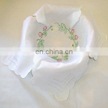 100% pure white linen bread basket with embroidery