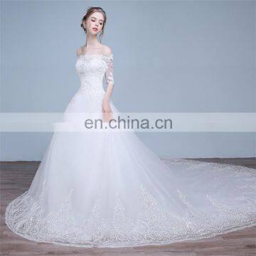 HS1624 2017 Bling Wedding Dress China Long Train Sequined Appliqued Embroidery Bridal Ball Gown photo-2