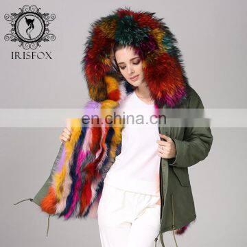 Hot Selling Warm Raccoon Parka Coat With Fur Hood Snow Real Fur Jackets photo-5