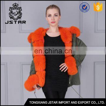 Fantastic design pieced orange girls fur lined coat for sale