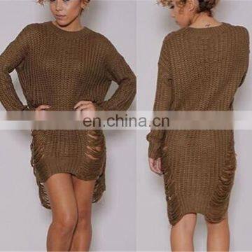 Korea Winter Long Coat Wholesale Hollow Out Knit Pullover Women Sweater KMY1286 photo-3