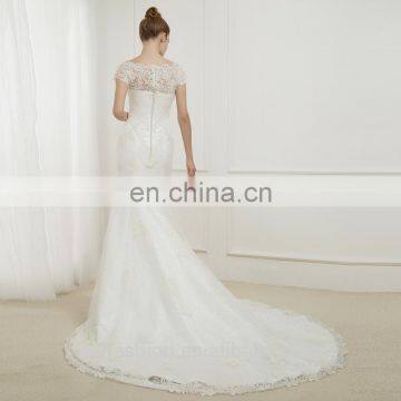 EBX-130W Wedding Gown Lace Mermaid off the Shoulder Short Sleeve Wedding Dress photo-2