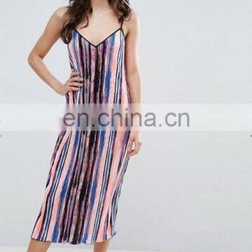 2017 Latest Design Midi Pencil Dress Splash Print V-neckline Dress Adjustable Straps Dress For Women photo-2
