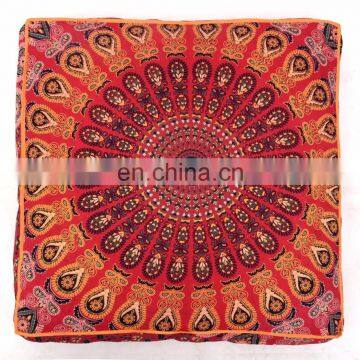 Indian Cushion Cover Meditation Pillow Case Cushion Cover Dog Bed Square Ottoman Pouf 35*35" Beautiful Cushion Cover photo-3