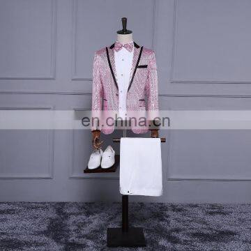 2018 New Arrival Pink Sequined Men Suits 5 pieces Swallowtail Factory Wholesale