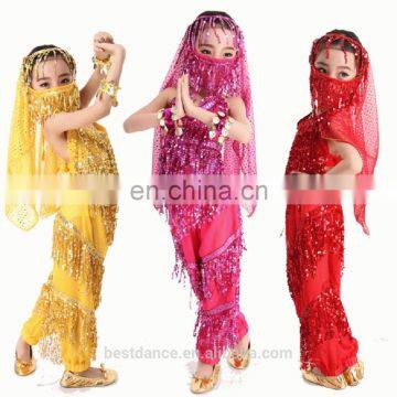 BestDance children belly dance wear set sequin bellydance wear tassel dance wear for girls OEM