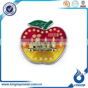 hot sale custom metal apple shaped fridge magnet with enamel covered