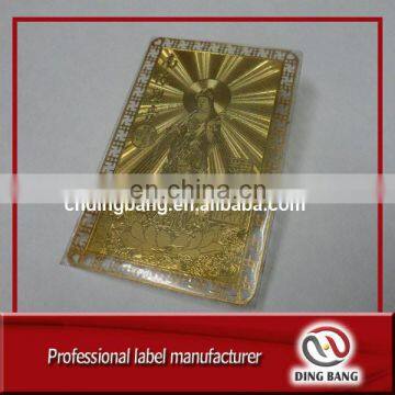 OEM Factory Promotion Free Design Individual Packaged Souvenir Custom Etching Type Cheap Religious Gold Metal Card