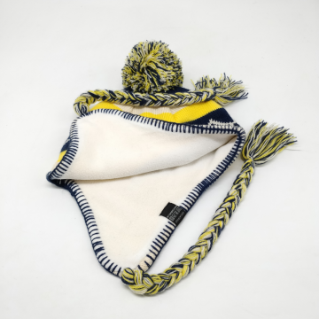 Hat Supplier Custom Earflap Cap Winter Ear Flap Beanie Hat With Two Strings