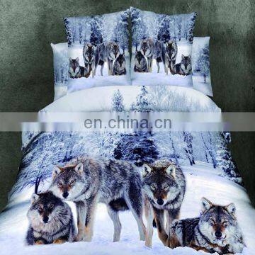 Wholesale Reactive Printed Animal Series Cold Wild Wolf Cotton Bed Sheet Sets , 3D Bedding Set photo-2