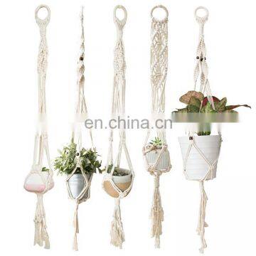 Chinese Manufacturer Hand Craft Cotton Wall Ornaments Hanging Decoration Macrame White Plant Hangers photo-2