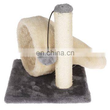 Wooden Sisal Small Plush Wooden Wholesale Interactive Pet Scratch Scratching Cat Scratcher Cat Toy Tree Post For Cat