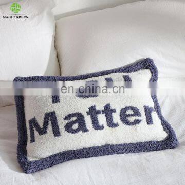 in Stock Wholesale Zero Defect Super Soft 100% Polyester Micro Feather Yarn Knit Baby Room Travel Throw Blanket Pillow Cushion photo-4
