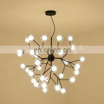 Простой декоративный стеклянный шар, люстра из черного металла, висящая подвесная лампа photo-2