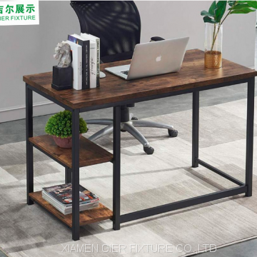 Wood Computer Desk With Bookshelf Industrial Vintage Work Table photo-3