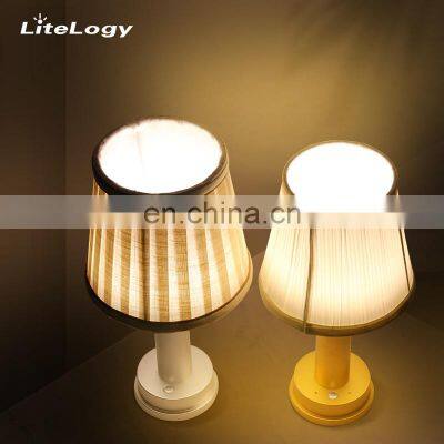 Amazon Fabric Table Lamp Nordic Home Decor Alumin Base Table Lamp LED Reading Lighting Working Touch Swith Aluminium+cloth Shade