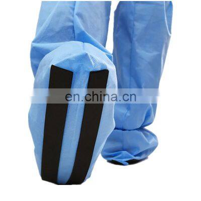 Disposable Medical Protective Waterproof PVC Non Skid Non Woven Boot Cover Hospital High Knee Long Shoe Covers With Tie Elastic