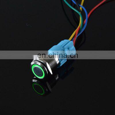 16mm Waterproof Momentary Latching 1NO 1NC Metal Push Button Switch Ring and LED Light 9-24V 12V 110V 220V Wide Voltage