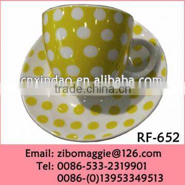 Belly Shape Kids Daily Used Good Quality Promotion Porcelain Custom Print Tea Cups and Saucers