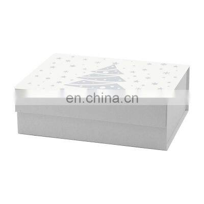 Custom decorative paper cardboard white Christmas gift boxes with magnetic lids