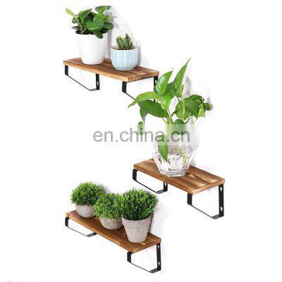 eco-friendly vintage style home hanging decorations wooden wall shelf for book sundries plants