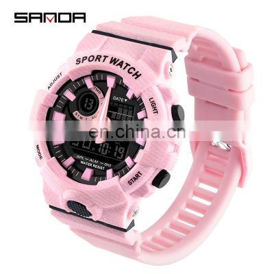 SANDA 3030 Multi-functional ladies brand digital watches alarm waterproof luminous chronograph fashion girls wrist watches