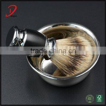 badger hair shaving brush with metal shaving bowl , stainless steel shave soap bowl and shave brush