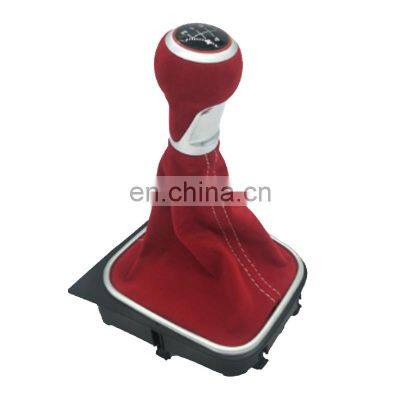 5/6 Speed Genuine Leather Red Line Manual Gear Shift Knob Cover For VW golf 5 6 mk5 mk6  L1GD711113