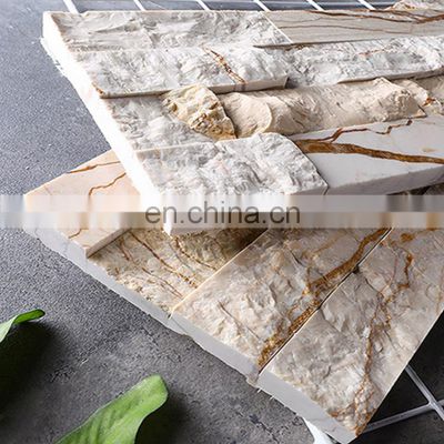 art modern long 3d stacked wall culture marble stone veneer irregular panel wellest m2 price for decoration