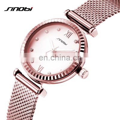 SINOBI S9708L Woman Watch Simplicity Design Diamond Decoration Lady Wristwatch Support Watch Logo Custom