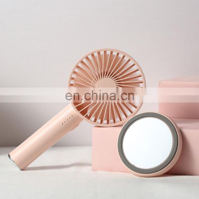 Handy Portable Air Cooling Fans Rechargeable Electric Mini Fan with Makeup Mirror