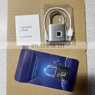 Custom Portable Waterproof IP56 Digital USB Rechargeable Smart Fingerprint Padlock