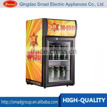 transparent glass door mini refrigerator/showcase refrigerators with ad lamp