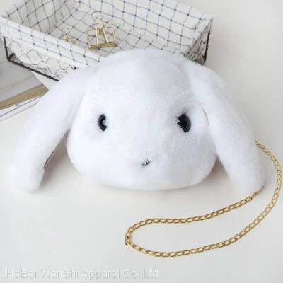 015Winter Plush Bag Soft Rabbit Bag Cute Fashion Women's Shoulder Bag Girl Crossbody Bag Wholesale Faux Fur Bag