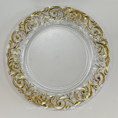 High Quality Wholesale Acrylic Charger Plates Party Wedding Clear Wedding Gold Plates