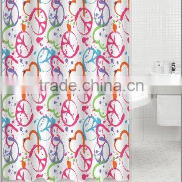 red and blue line hot sale waterproof mildew resistant polyester shower curtain