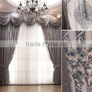 European high-grade thick chenille jacquard curtains the living room bedroom embroidered curtain grey color curtain                        
                                                Quality Choice