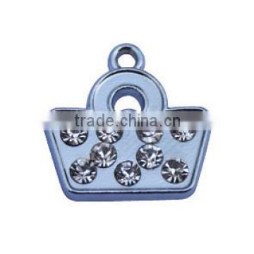 Newest fashion silver alloy blue bag pendant Blue hang bag pendant Top fashion hip hop bling bag pendant